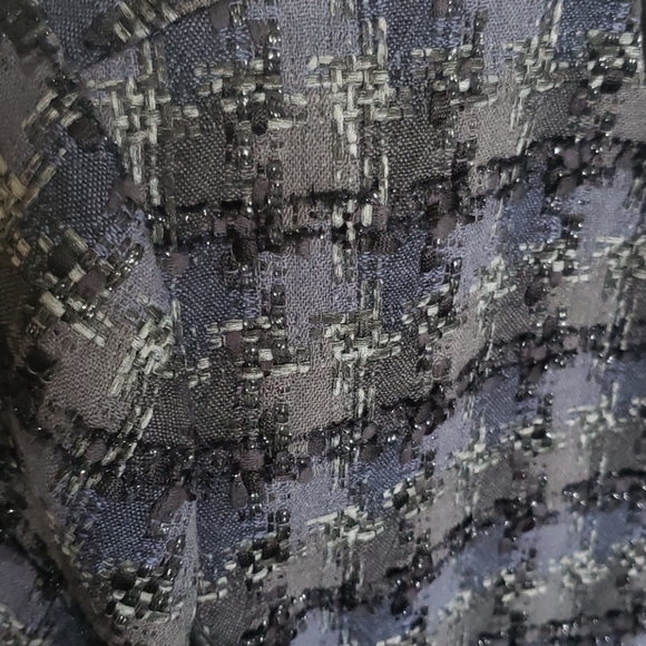 Lafayette 148 tweed textured full zip blue  black and metallic threads jacket 14 - Picture 3 of 7